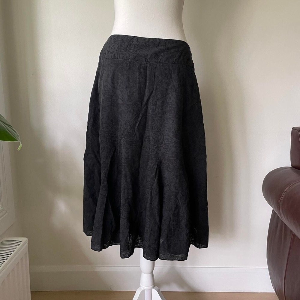 y2k velvet burnout midi skirt womens sz 12 Black Paisley Dark Fairycore Grunge